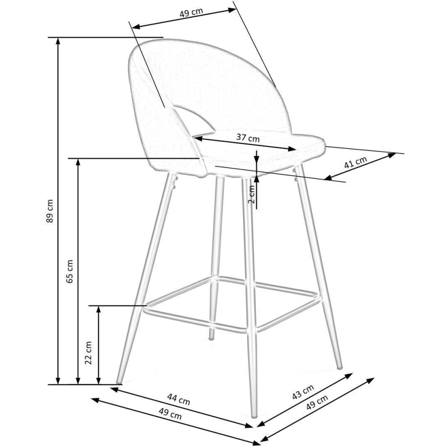 Barska stolica 89x49 cm siva/crna