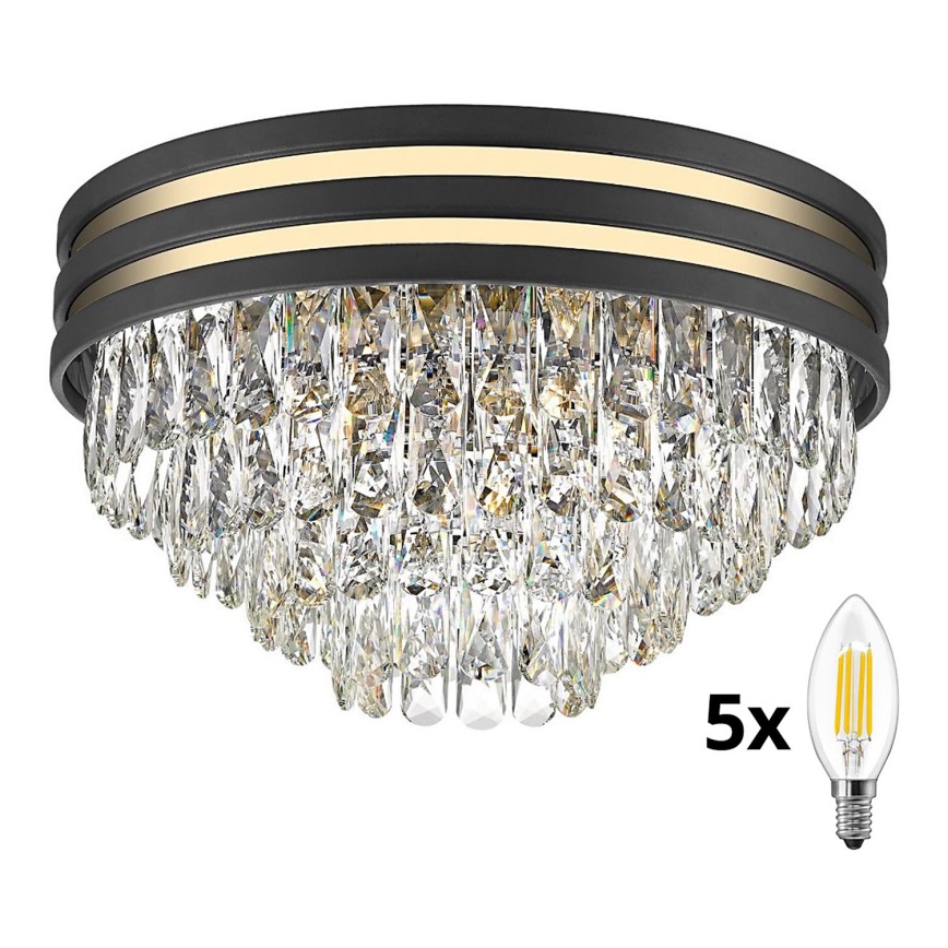 Brilagi - LED Kristalna stropna svjetiljka VELURE 5xE14/40W/230V crna