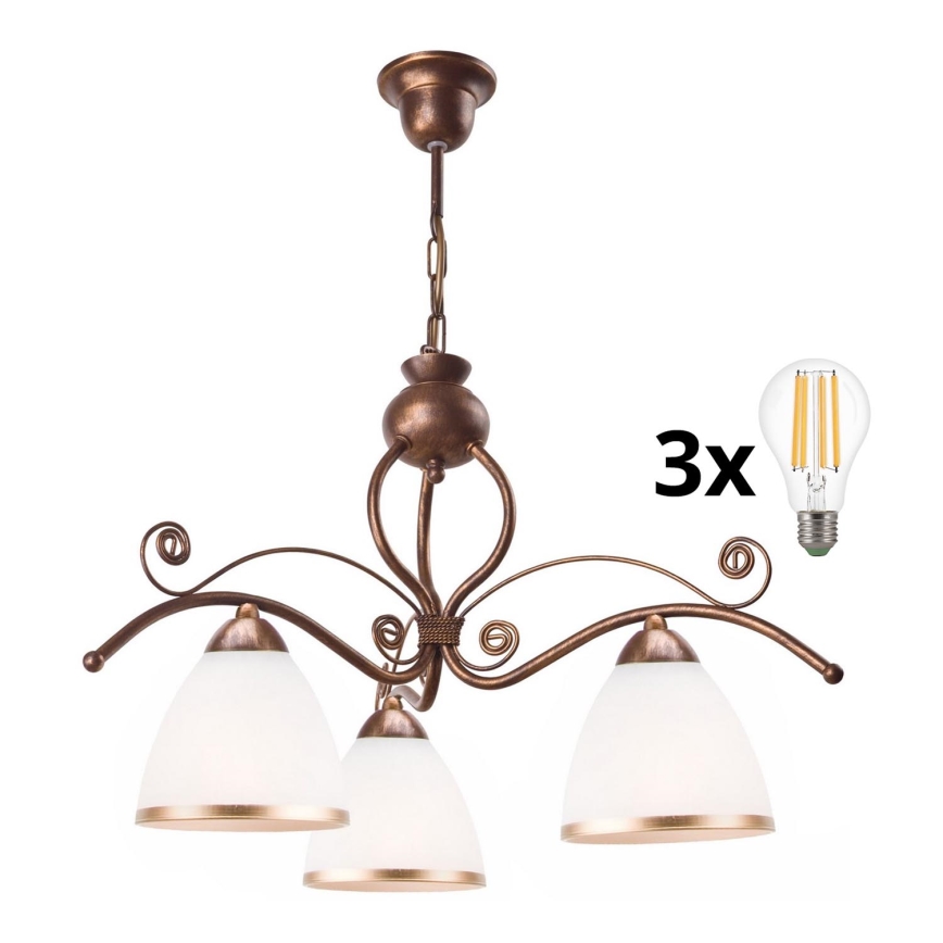 Brilagi - LED Luster na lancu ANTICO 3xE27/60W/230V bronca patina