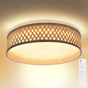 Brilagi - LED Prigušiva stropna svjetiljka CAMILA LED/48W/230V 3000-6500K bambus pr. 40 cm + daljinski upravljač