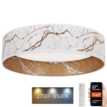 Brilagi - LED Prigušiva stropna svjetiljka VELVET SMART LED/24W/230V pr. 45 cm 2700-6500K Wi-Fi Tuya bijela/zlatna + daljinski upravljač