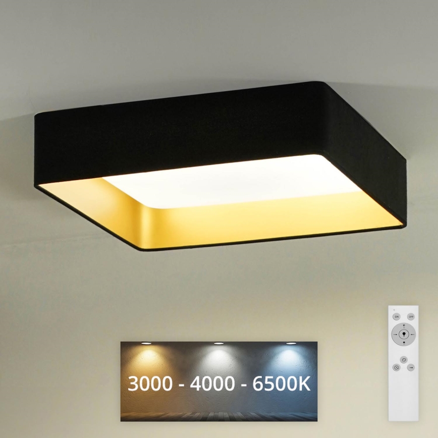 Brilagi - LED Prigušiva stropna svjetiljka VELVET SQUARE LED/24W/230V 3000/4000/6500K + daljinski upravljač crna