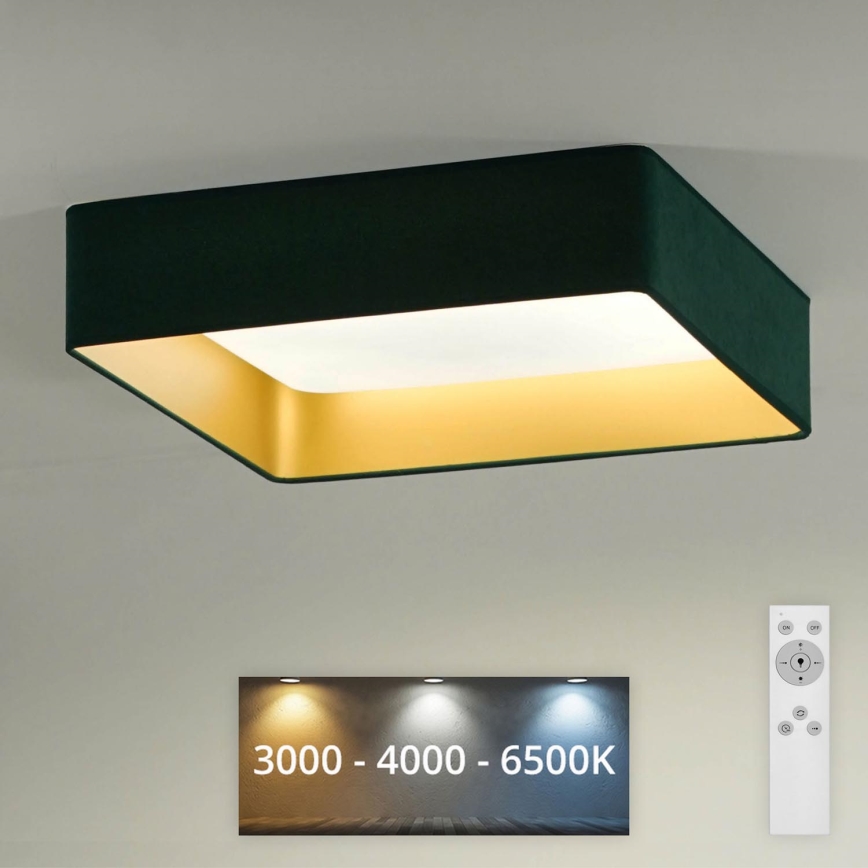 Brilagi - LED Prigušiva stropna svjetiljka VELVET SQUARE LED/24W/230V 3000/4000/6500K + daljinski upravljač zelena