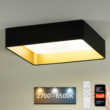 Brilagi - LED Prigušiva stropna svjetiljka VELVET SQUARE SMART LED/36W/230V 2700-6500K Wi-Fi Tuya + daljinski upravljač crna