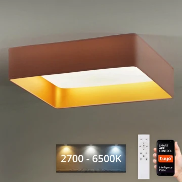 Brilagi - LED Prigušiva stropna svjetiljka VELVET SQUARE SMART LED/36W/230V 2700-6500K Wi-Fi Tuya + daljinski upravljač ružičasta