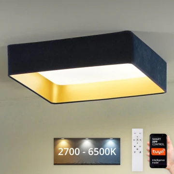 Brilagi - LED Prigušiva stropna svjetiljka VELVET SQUARE SMART LED/36W/230V 2700-6500K Wi-Fi Tuya + daljinski upravljač tamno plava