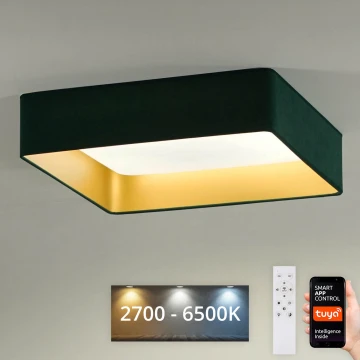 Brilagi - LED Prigušiva stropna svjetiljka VELVET SQUARE SMART LED/36W/230V 2700-6500K Wi-Fi Tuya + daljinski upravljač zelena