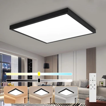 Brilagi - LED Prigušiva stropna svjetiljka za kupaonicu FRAME SMART LED/50W/230V 3000-6000K IP44 crna + daljinski upravljač