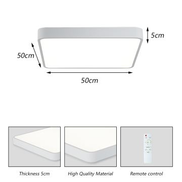 Brilagi - LED Prigušiva stropna svjetiljka POOL LED/48W/230V 3000-6000K 50x50 cm bijela + daljinski upravljač