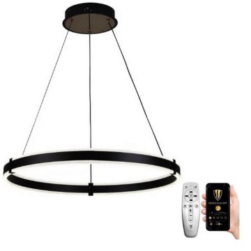 Brilagi - LED Prigušivi luster na sajli CIRCLE LED/85W/230V 3000-6500K crna + daljinski upravljač