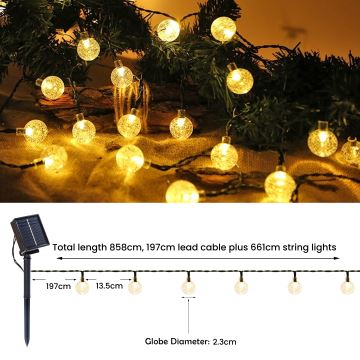 Brilagi- LED Solarni dekorativni lanac BUBBLE 200xLED/8 funkcija 20m IP65 topla bijela