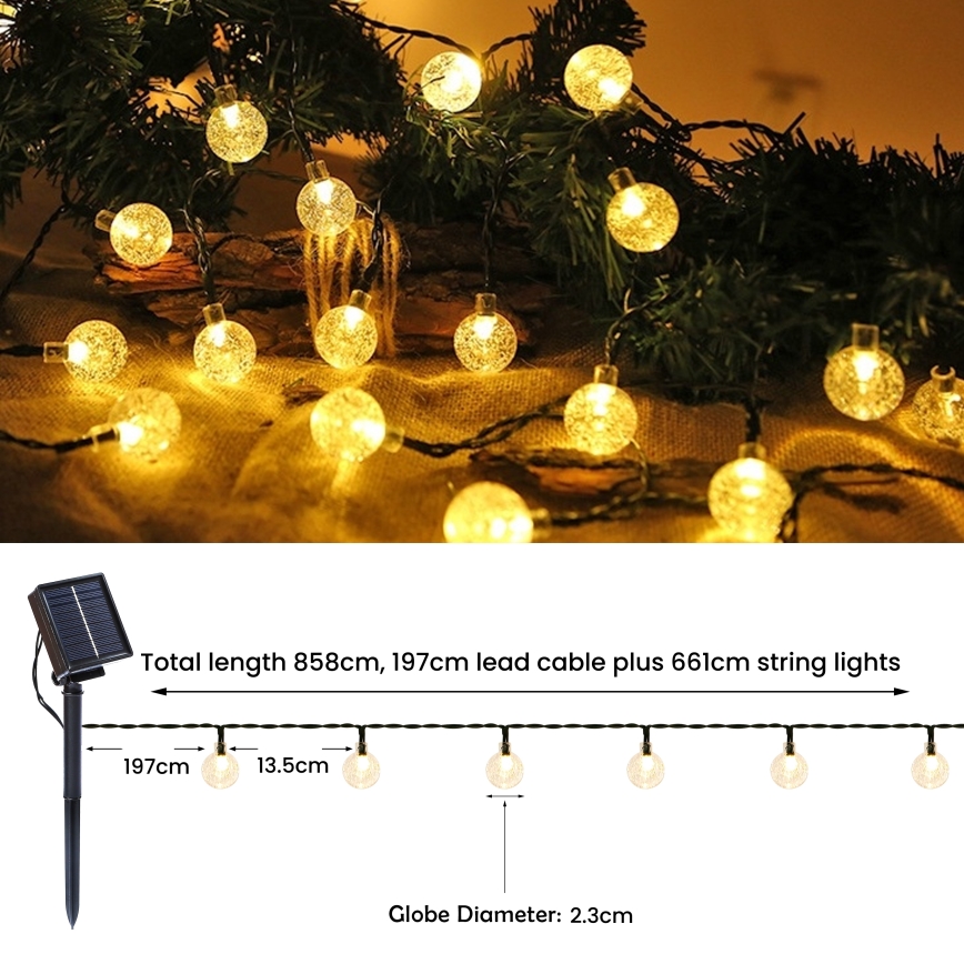 Brilagi - LED Solarni dekorativni lanac BUBBLE 50xLED/8 funkcija 7m IP65 topla bijela