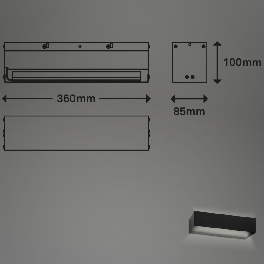 Briloner 2204-015 - LED Vanjska zidna svjetiljka LED/8W/230V IP44 crna