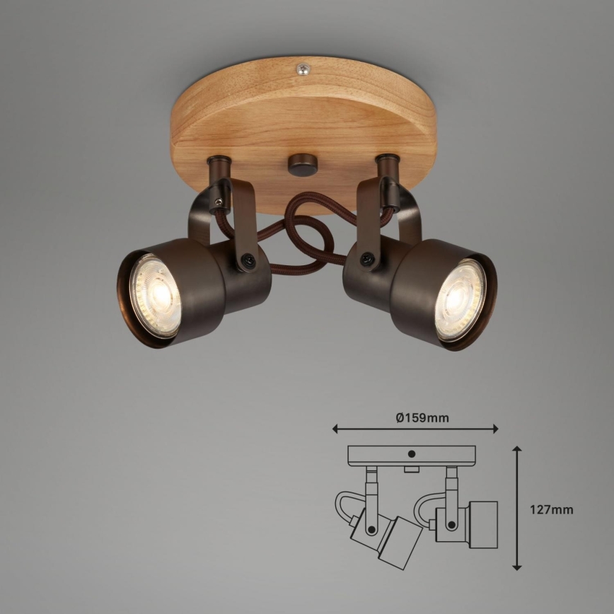 Briloner 2872-025R - LED Reflektorska svjetiljka SPOTLIGHT 2xGU10/5W/230V smeđa