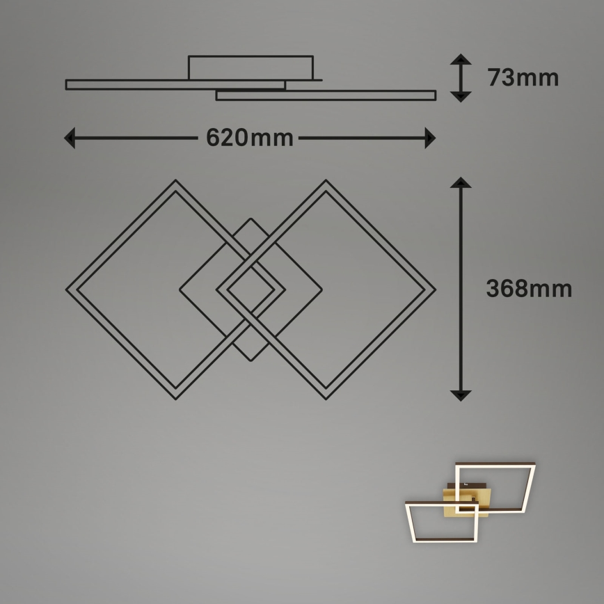 Briloner 3210-017 - LED Prigušiva stropna svjetiljka FRAME 2xLED/11W/230V zlatna