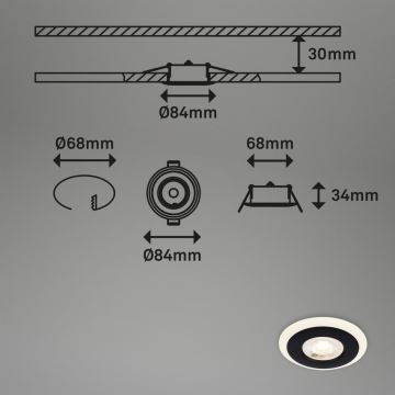 Briloner 7039-035 - SET 3x LED Ugradbena svjetiljka za kupaonicu LED/5W/230V IP44