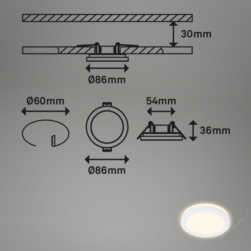 Briloner 7055-036 - SET 3x LED Ugradbena svjetiljka za kupaonicu LED/3W/230V IP44