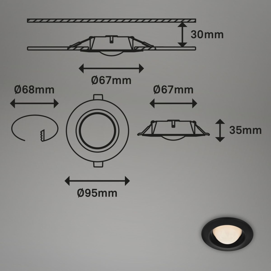 Briloner 7056-035 - SET 3x LED Ugradbena svjetiljka za kupaonicu LED/3W/230V IP44