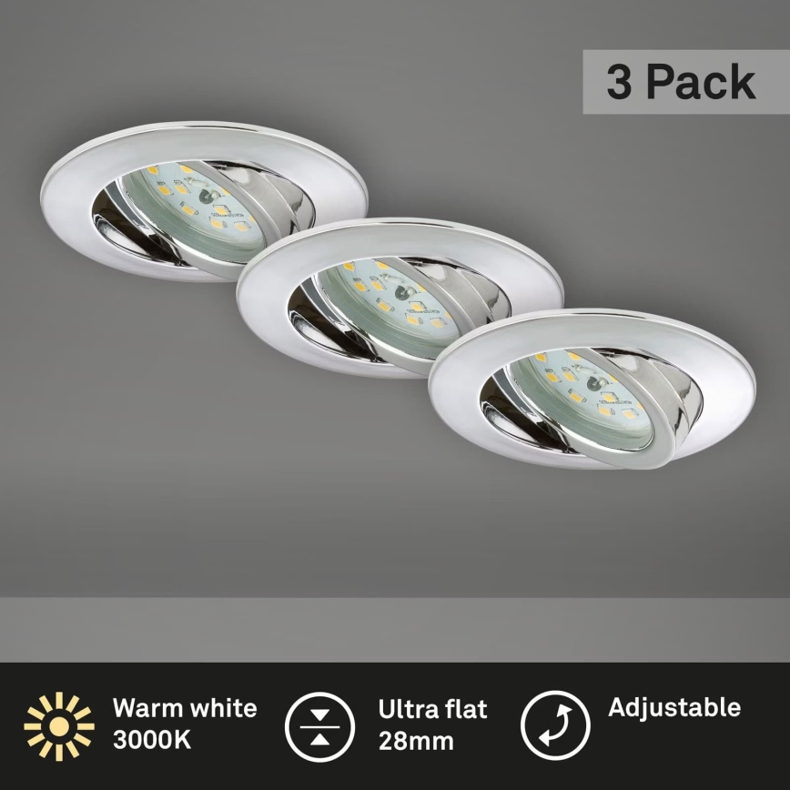 Briloner 7209-038 - SET 3x LED Ugradbena svjetiljka za kupaonicu LED/5W/230V IP23