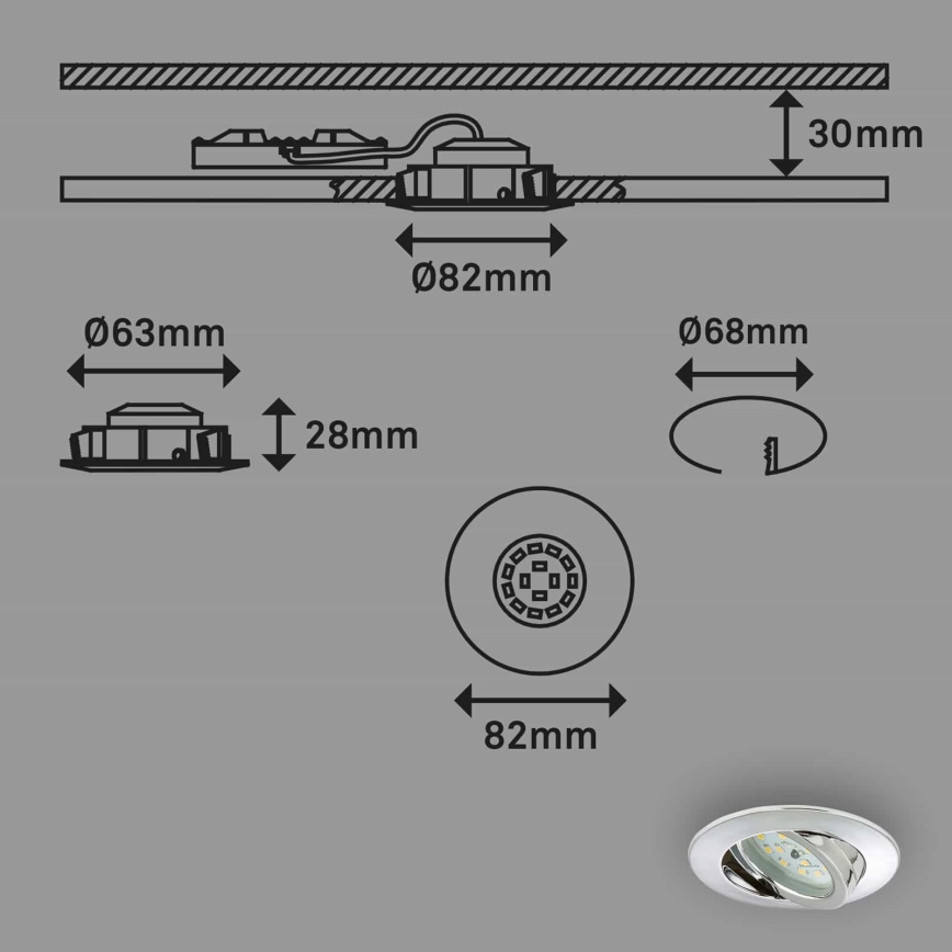 Briloner 7209-038 - SET 3x LED Ugradbena svjetiljka za kupaonicu LED/5W/230V IP23