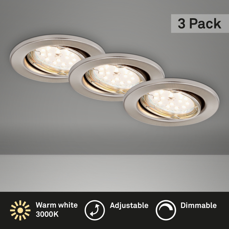 Briloner 7219-032 - SET 3x LED Prigušiva ugradbena svjetiljka za kupaonicu 1xGU10/5W/230V IP23