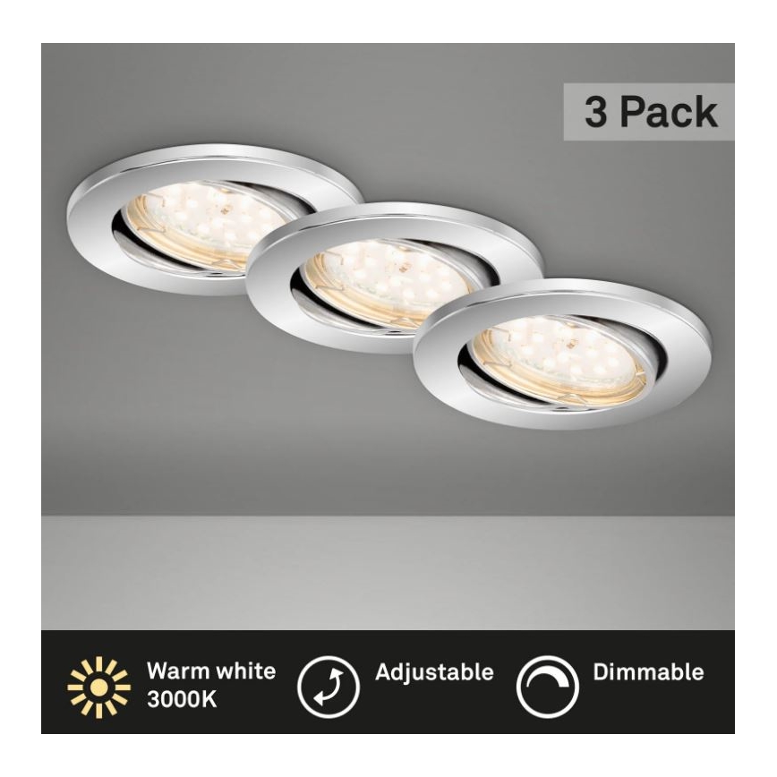 Briloner 7219-038 - SET 3x LED Prigušiva ugradbena svjetiljka za kupaonicu 1xGU10/5W/230V IP23