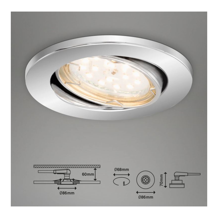 Briloner 7219-038 - SET 3x LED Prigušiva ugradbena svjetiljka za kupaonicu 1xGU10/5W/230V IP23