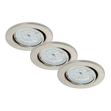 Briloner 7220-032 - SET 3x LED Ugradbena svjetiljka za kupaonicu FIT 1xGU10/5W/230V mat nikal