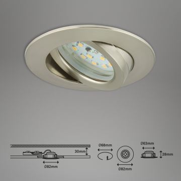 Briloner 7296-012 - LED Prigušiva ugradbena svjetiljka za kupaonicu ATTACH LED/6,5W/230V IP23 krom