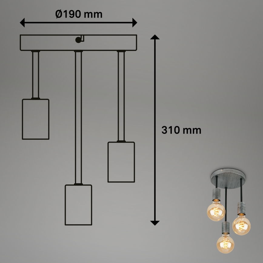 Briloner - Luster na sajli HENGA 3xE27/60W/230V