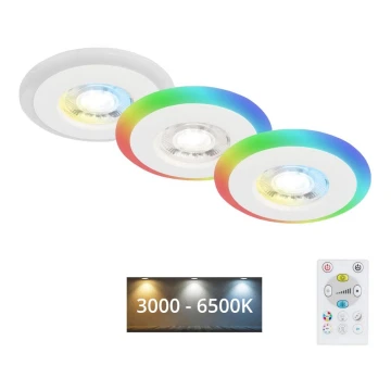 Briloner - SET 3x LED RGBW Prigušiva ugradbena svjetiljka za kupaonicu LED/5W/230V 3000-6500K IP44 + daljinski upravljač