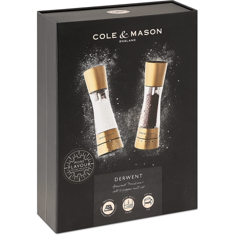 Cole&Mason - Set mlinaca za sol i papar DERWENT 2 kom 19 cm zlatna
