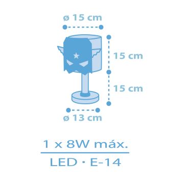 Dalber 61811 - Dječja lampica PLAVA HERO 1xE14/8W/230V