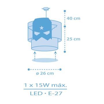 Dalber 61812 - Dječji luster PLAVA HERO 1xE27/15W/230V