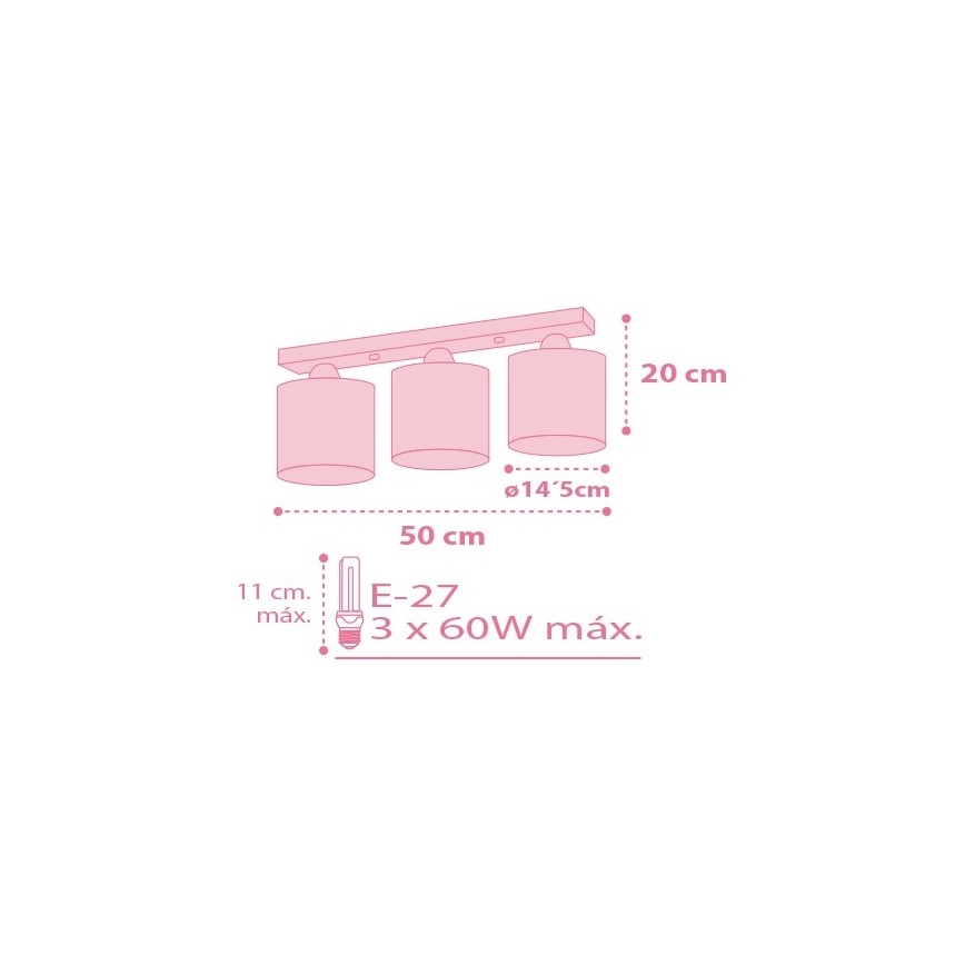 Dalber 62003S - Dječja stropna svjetiljka COLORS 3xE27/60W/230V