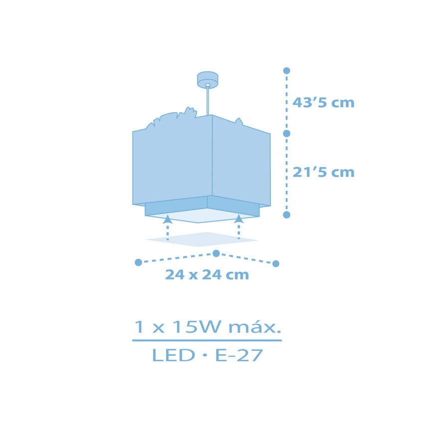 Dalber 63112T - Dječji luster JUNGLE 1xE27/15W/230V plava