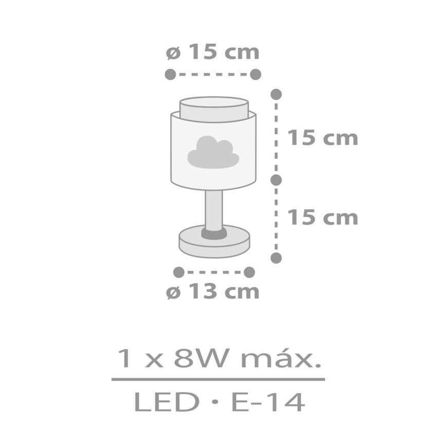 Dalber 76011E - Dječja lampica BABY DREAMS 1xE14/8W/230V siva