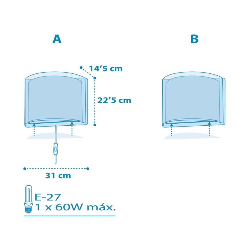 Dalber 81198T - Dječja zidna svjetiljka LIGHT FEELING 1xE27/60W/230V