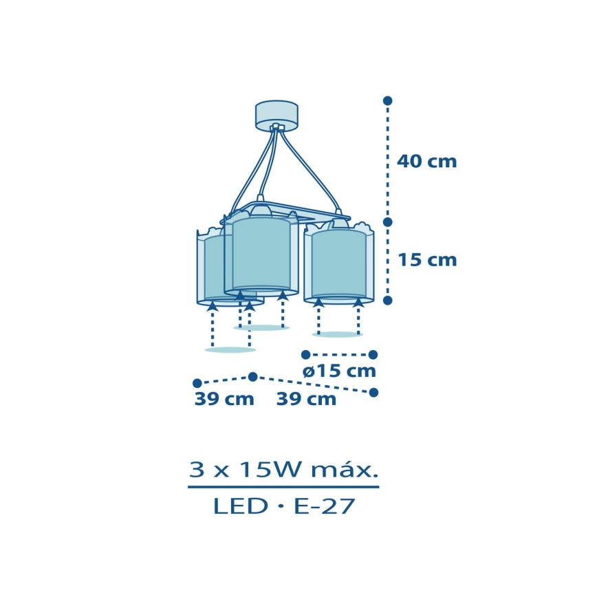 Dalber D-76114 - Dječji luster MY LITTLE JUNGLE 3xE27/15W/230V