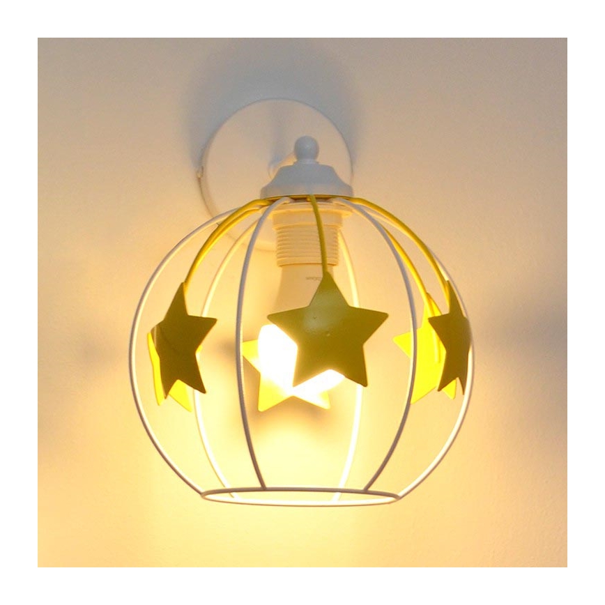 Dječja zidna lampa STARS 1xE27/15W/230V žuta/bijela