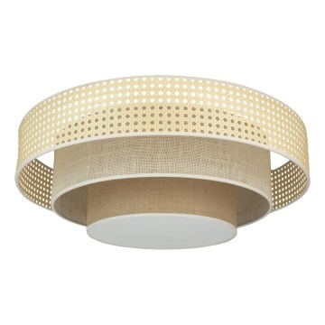 Duolla - LED Stropna svjetiljka LUNETA LED/26W/230V pr. 60 cm 4000K ratan/bež/smeđa