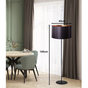 Duolla - Podna lampa CANNES 1xE27/15W/230V 45 cm crna/bakrena