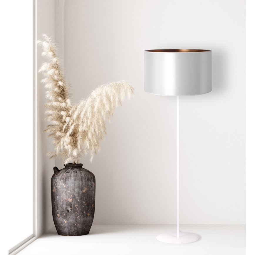 Duolla - Podna lampa CANNES 1xE27/15W/230V 45 cm srebrna/bakrena/bijela