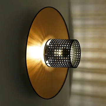 Duolla - Zidna svjetiljka TOKYO RATTAN 1xE27/15W/230V zlatna/crna