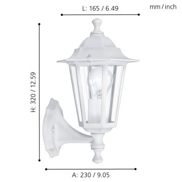 EGLO - Vanjska zidna svjetiljka 1xE27/60W bijela