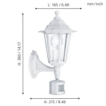 EGLO - Vanjska svjetiljka sa senzorom 1xE27/60W/230V