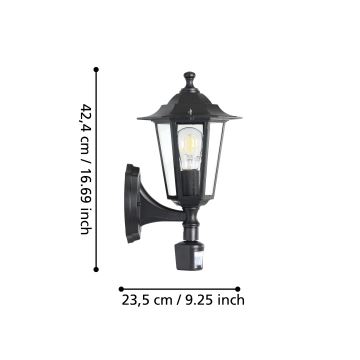 EGLO -  Vanjska zidna svjetiljka sa senzorom 1xE27/60W crna