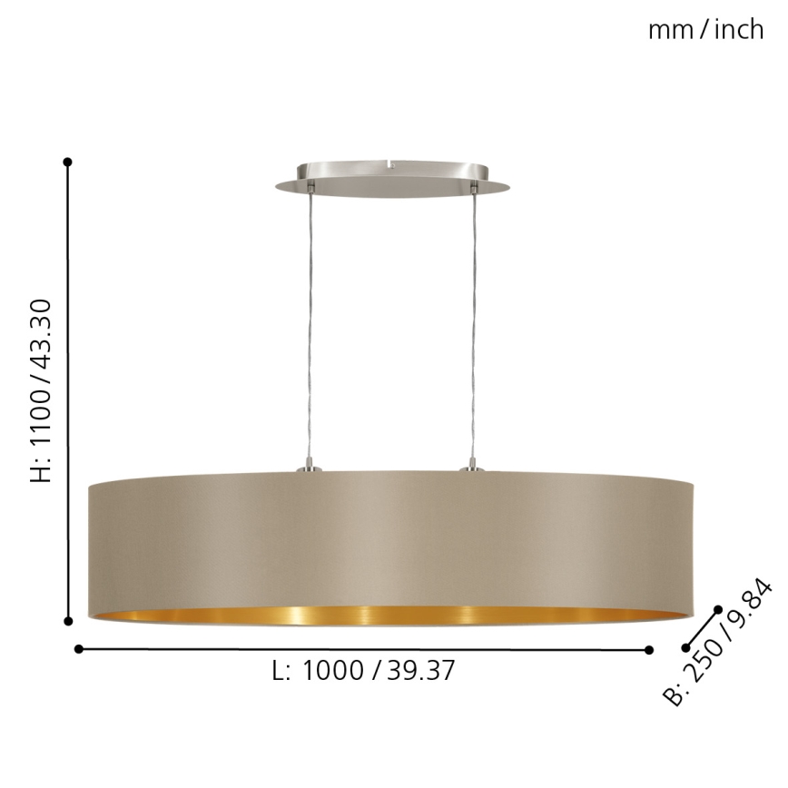 Eglo - Luster na sajli 2xE27/60W/230V