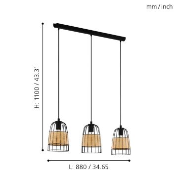 Eglo - Luster na sajli 3xE27/40W/230V