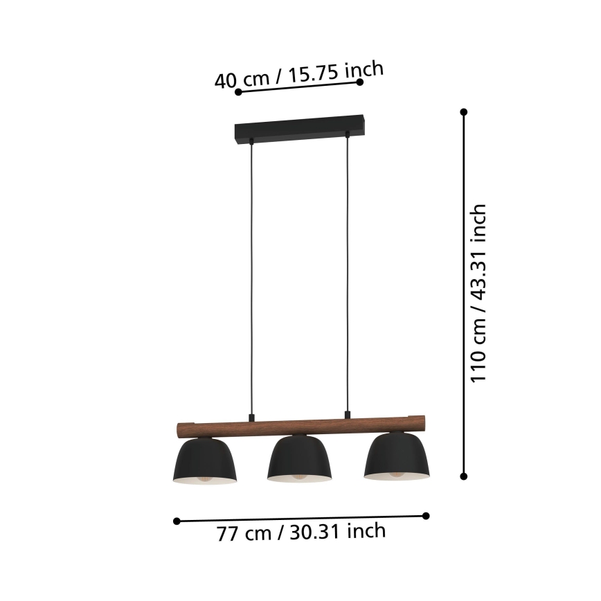 Eglo - Luster na sajli 3xE27/40W/230V